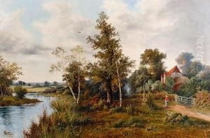 A Pair Of River Landscapes by John Henry Boel