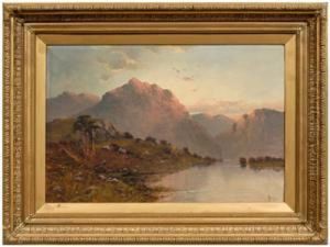 Highland Lake With Cottages by John Henry Boel