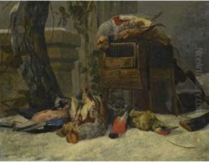 Still Life With Dead Game And Songbirds In The Snow by Peeter Boel