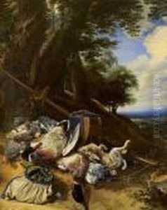 Nature Morte Aux Colverts, Perdreaux Ramiers Et Lievre