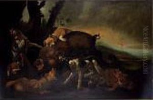A Boar Hunt With Hounds by Peeter Boel