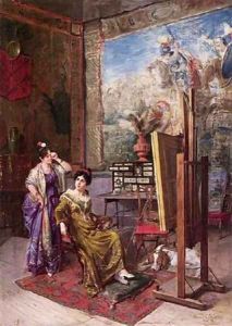 In The Artists Studio by Constant Benjamin Jean Joseph
