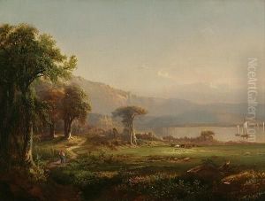 Landscape With Figure Walking Toward A Lake by Henry Boese
