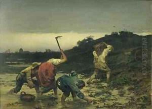 Peasants Harvesting Potatoes During the Flood of the Rhine in 1852 by Gustav Brion