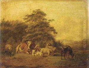 Cattle in a meadow by Simon Van Den Berg