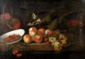 A Parrot Stealing Fruit From A Table Top by Jakob Bogdani Eperjes C