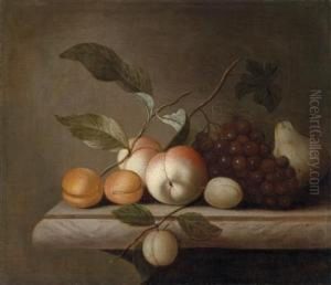 A Still Life Of Fruit On A Stonebalustrade