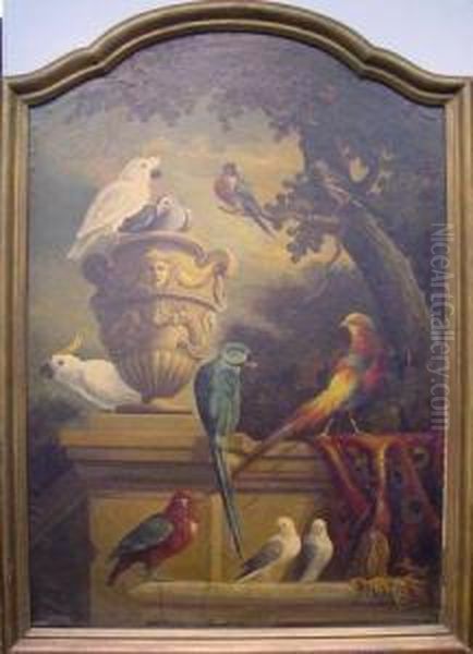 Exotic Birds And Urn In A Garden - view 1