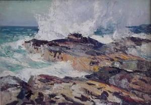 Waves Against The Rocks by Abraham Jacobi Bogdanove