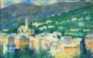 View Of Castagna, Near Nervi by Emilio Boggio