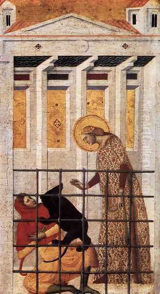 St Colomba Saved by a Bear 1340s detail - view 1