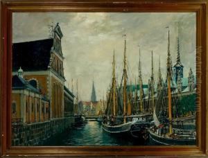 Canal Scenery From Holmen's Church In Copenhagen, Denmark