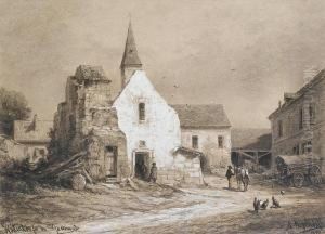 Hougoumont Farm, Waterloo; And Outsidehougoumont Farm by Aleksei Petrovich Bogolyubov