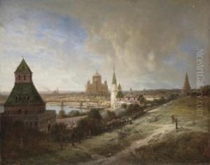 Moscow. View Of The Cathedral Of Christ The Saviour From The Kremlin by Aleksei Petrovich Bogolyubov