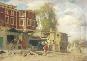 Village à Bebec a view of a Turkish village by Fabius Germain Brest
