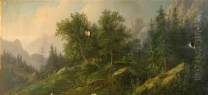 A View Of The Mountains Of Styria, Austria by Eduard Boehm