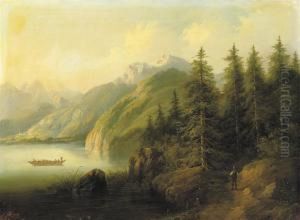 Partie Aus Tirol: In A Mountainous Landscape by Eduard Boehm