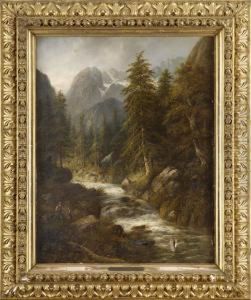 Wildbach Im Gebirge. by Eduard Boehm