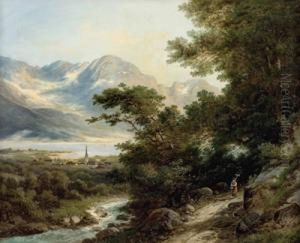 Waldweg Mit Blick Auf Dorf Und Seelandschaft