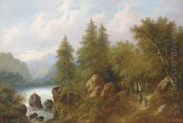 Travellers In A Wooded Landscape - view 1