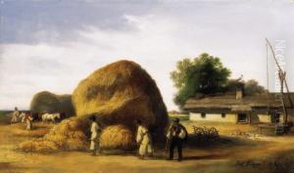 Gathering Hay - view 1