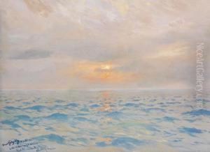 Erstemitternachtssonne Uber Dem Nordlicheneismeer by Hans Bohrdt