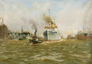 Derdampfer Adolph Woermann Verlast Den Hamburger Hafen