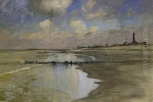 On The Beach By Scheveningen. 
Signed And Dated Lower Left: Hans Bohrdt. Scheveningen 28. Juli 1910