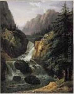 Paysage De Cascade Anime De Pecheurs