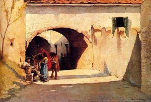 Conversation On A Village Street by Odoardo Borrani