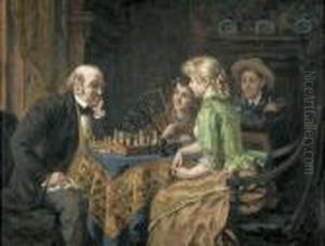 Frohliche Gesellschaft Bei Einer Schachpartie. by Evert Jan Boks