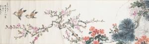 Yan Buolong (1895-1954): Birds, Flowers And Pine (1941), Inscribed 'in The Manner Of by Yan Bolong