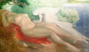 Leda And The Swan. by Charles Bombled