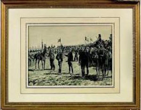 Le General Ferrien, Ministre De 
La Guerre, Eleve Le General Clement A La Dignite De Commandeur De La 
Legion D Honneur Sur Le Plateau De Villasavay Apres Le Combat. - view 1