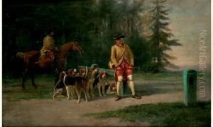 Avant Le Depart De La Chasse A Courre by Charles Bombled
