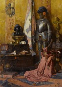 Interior With Bust And Armour by Maurice Bompard