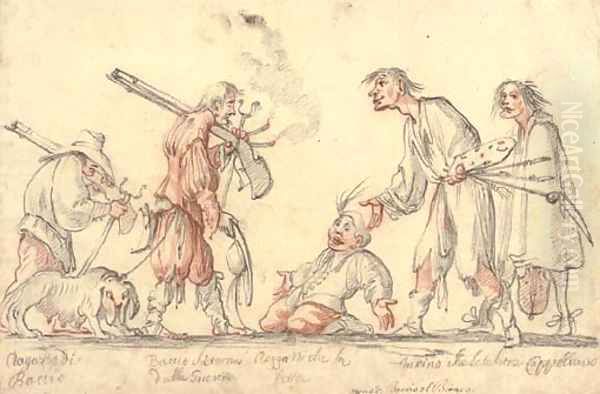 Caricature of the artist returning from the wars to be greeted by the painter Francesco Furini (1604-1645) - view 1