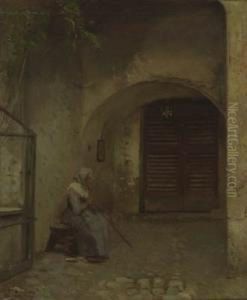 Interno Con Contadina Seduta
