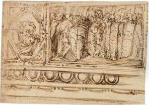 Foglio Raffigurante Fregio Con Guerrieri Romani E Ritratto Di Imperatore