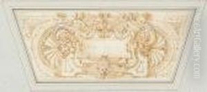 Design For An Elaborate Ceiling Cartouche by Perino Del Vaga (Pietro Bonaccors