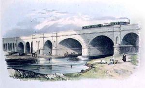 View of the Greenwich Railway passing over the Surrey Canal near Trundley's Road, Deptford, 1836 by G.F. Bragg