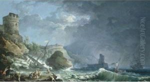 A Storm Off A Rocky Coast by Carlo Bonavia
