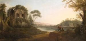 Paysage Ideal Italien Avec Un Lac Borde Du Temple De Minervamedica