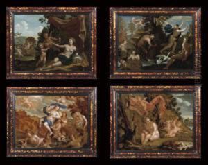 A Set Of Four South Italian Mythological Reverse-glass Paintings A Set Of Four South Italian Mythological Reverse-glass Paintings