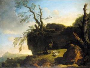 A Praying Hermit In A Landscape