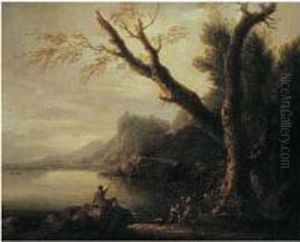 Paysage De Bord De Mer Avec Des Pecheurs by Carlo Bonavia
