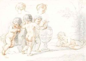 Putti playing around an urn by Francesco Bartolozzi