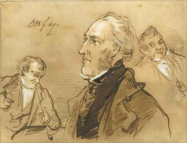 A collection of twelve drawings, pencil, black and red chalk and brush and brown ink depicting portraits, genre scenes and figure studies - view 1