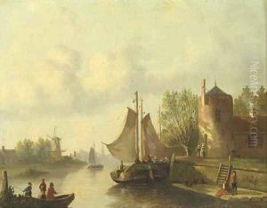 Shipping on a calm river by Joseph Bles