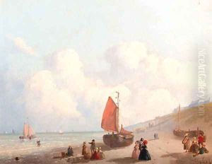 A sunny day on the beach in Schevingen by Joseph Bles